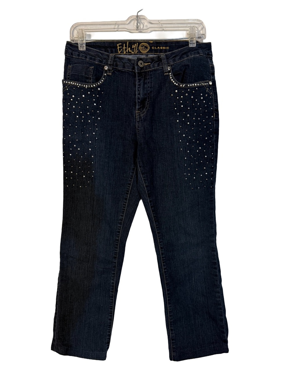 Ethyl Classic Dark Blue Rhinestone Embellished Women's Jeans - ALTERED